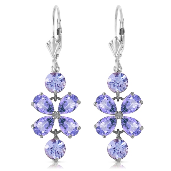 GOLD CHANDELIERS EARRING WITH NATURAL TANZANITES - Picture 2 of 5